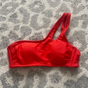 Target red one shoulder strap bikini top